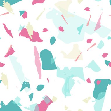 Terrazzo kusursuz desen. Modern klasik döşeme dokusu. Terrazzo pürüzsüz desenli, serin renklerde. Doğal taşlardan, granitten, kuvarstan, mermerden, betondan yapılmış arkaplan. 