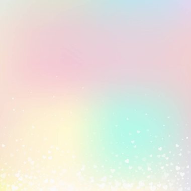 Beyaz kalp konfetileri sever. Sevgililer Günü 'nün zarif geçmişi. Gradyan arka planda şeffaf kalp konfetileri düşüyor. Olağanüstü vektör illüstrasyonu.