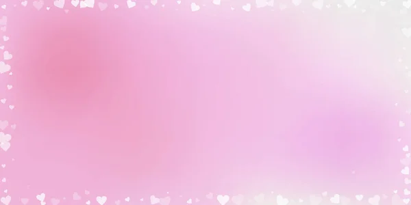 Witte Hart Liefde Confettis Valentijnsdag Kader Artistieke Achtergrond Vallende Transparante — Stockvector