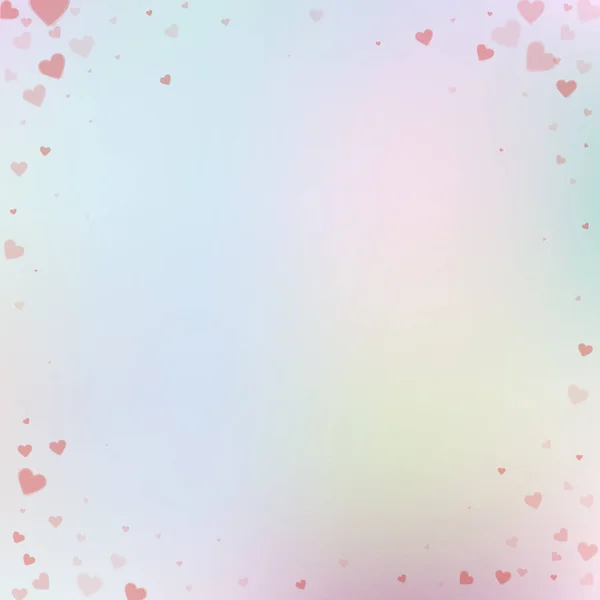 Rode Hart Liefde Confettis Valentijnsdag Vignet Coole Achtergrond Vallende Transparante — Stockvector