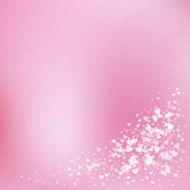 Beyaz kalp konfetileri sever. Sevgililer Günü duygusal geçmişi. Hassas arka planda şeffaf kalp konfetileri. Dramatik vektör illüstrasyonu.