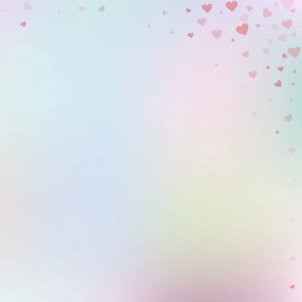 Rote Herzen Lieben Konfettis Valentinstag Ecke Beliebter Hintergrund Fallende Transparente — Stockvektor