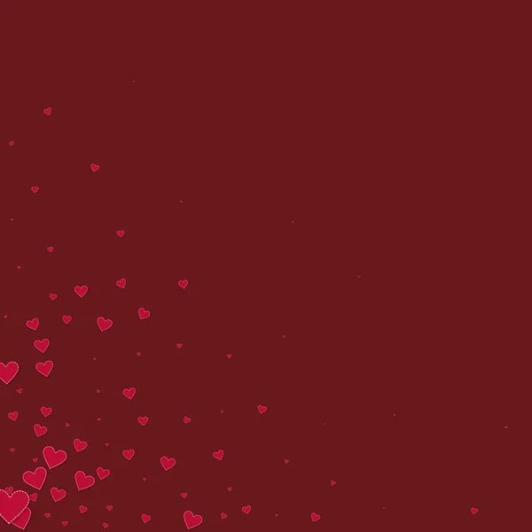 Красное Сердце Любит Конфетти День Святого Валентина Уголок Подлинного Фона — стоковый вектор