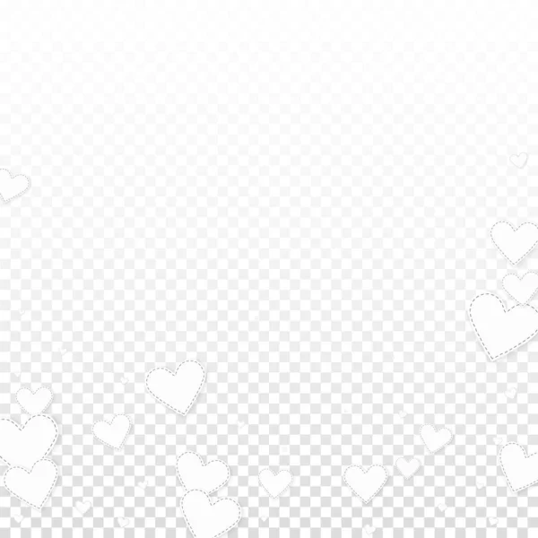 Cœur Blanc Adore Les Confettis Saint Valentin Chute Pluie Fond — Image vectorielle