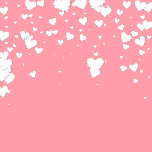 Witte Hart Liefde Confettis Valentijnsdag Vallende Regen Geweldige Achtergrond Gevallen — Stockvector