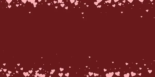 Roze Hart Liefde Confettis Valentijnsdag Grens Sierlijke Achtergrond Gevallen Gestikte — Stockvector