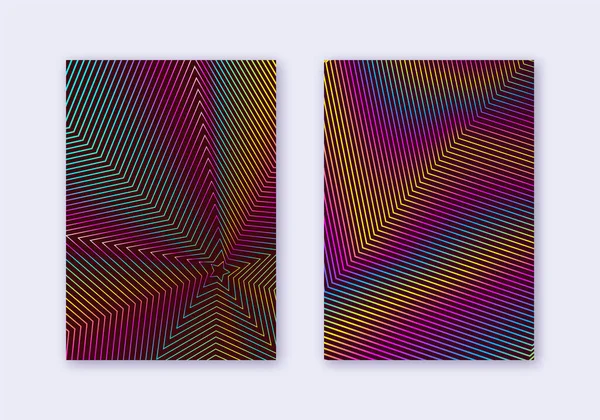 Ensemble Gabarits Couverture Lignes Abstraites Présentation Brochure Moderne Rainbow Vibrant — Image vectorielle
