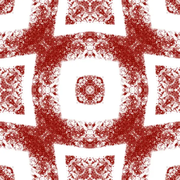 Stock image Ethnic hand painted pattern. Wine red symmetrical kaleidoscope background. Textile ready trending print, swimwear fabric, wallpaper, wrapping. Summer dress ethnic hand painted tile.