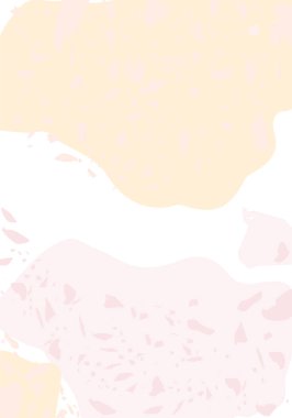 Terrazzo modern soyut şablon. Klasik İtalyan döşemesinin pembe ve turuncu dokusu. Taşlardan, granitten, kuvarstan, mermerden, betondan yapılmış arka plan. Venedik terrazzo trend vektör arkaplanı