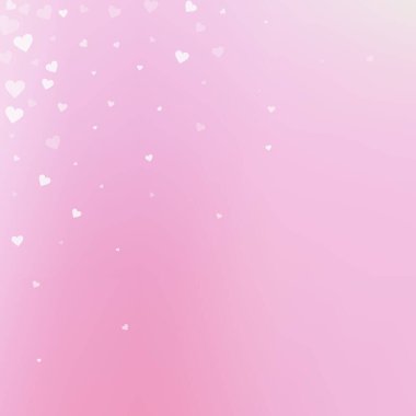 Beyaz kalp konfetileri sever. Sevgililer Günü için güzel bir geçmiş. Yumuşak arka planda şeffaf kalp konfetileri. Seçkin vektör çizimi.