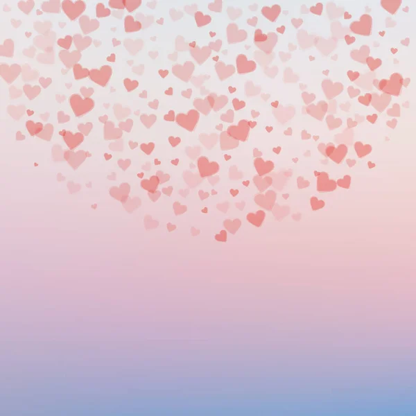 Rote Herzen Lieben Konfettis Valentinstag Halbkreis Günstigen Hintergrund Fallen Transparente — Stockvektor