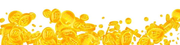 韓国ウォン硬貨が落ちる 魅力的な散在ウォンコイン 韓国のお金 称賛に値するジャックポット 富または成功の概念 ベクターイラスト — ストックベクタ