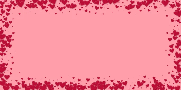 Red Heart Love Confettis Valentine Day Frame Interesting Background Falling — Stock Vector