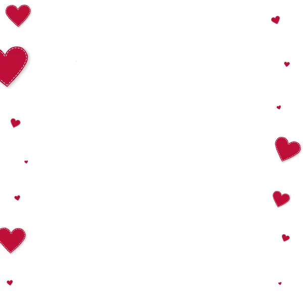 Red Heart Love Confettis Valentine Day Borders Posh Background Falling — Stock Vector