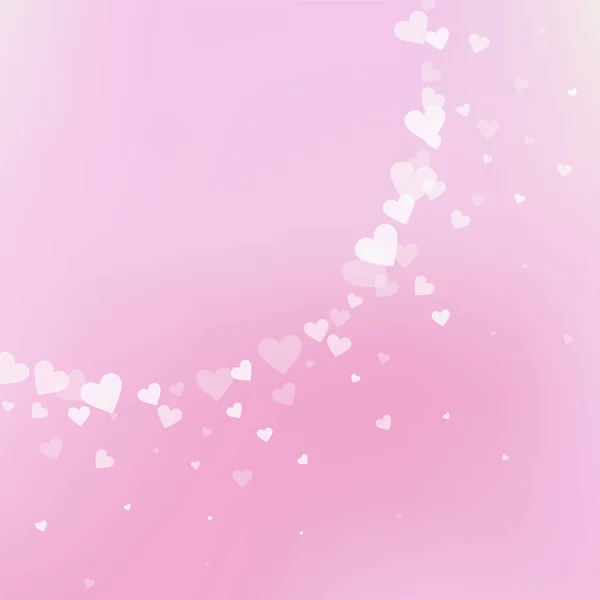 Witte Hart Liefde Confettis Valentijnsdag Hoek Leuke Achtergrond Vallende Transparante — Stockvector