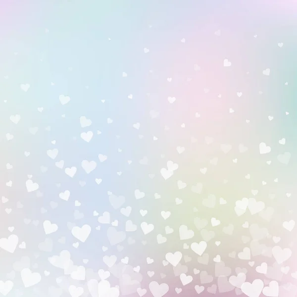 Weiße Herzen Lieben Konfettis Valentinstag Gradient Bizarren Hintergrund Fallende Transparente — Stockvektor