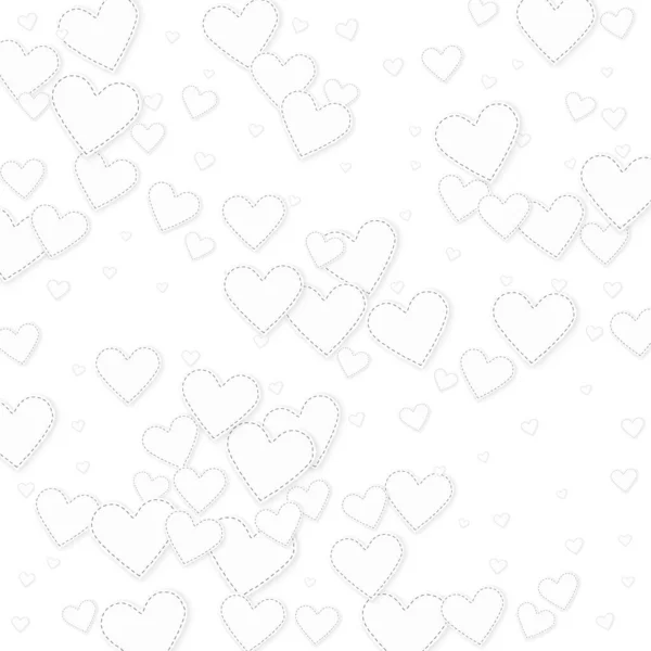 Witte hart liefde confettis. Valentines dag geklets — Stockvector