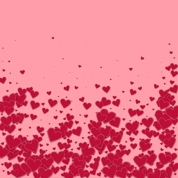 El corazón rojo ama los confettis. Día de San Valentín caída — Vector de stock
