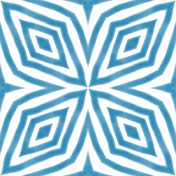 Γεωμετρικό Μοτίβο Χωρίς Ραφή Μπλε Συμμετρικό Φόντο Καλειδοσκοπίου Υφάσματα Έτοιμα — Φωτογραφία Αρχείου