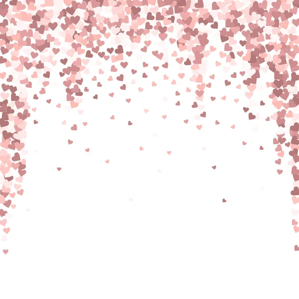 Конфетти Розовым Сердцем День Святого Валентина Выпадает Дождь Симметричный Фон — стоковый вектор