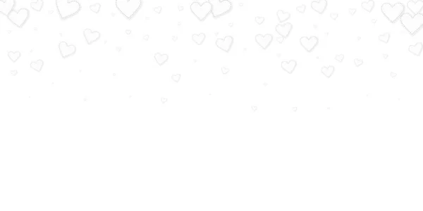 Witte Hart Liefde Confettis Valentijn Gradiënt Bizarre Achtergrond Gevallen Gestikte — Stockvector