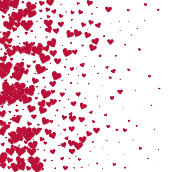 Rote Herzen Lieben Konfettis Valentinstag Gradient Hinreißenden Hintergrund Fallen Bestickte — Stockvektor