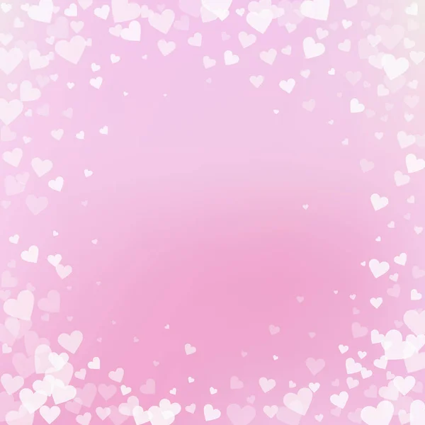 Witte Hart Liefde Confettis Valentijnsdag Vignet Artistieke Achtergrond Vallende Transparante — Stockvector
