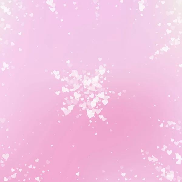 Witte Hart Liefde Confettis Valentijnsdag Explosie Chique Achtergrond Vallende Transparante — Stockvector