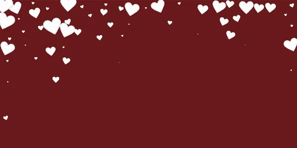 Witte Hart Liefde Confettis Valentijnsdag Vallende Regen Geweldige Achtergrond Gevallen — Stockvector