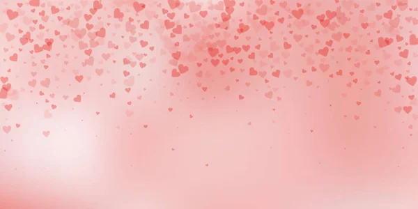 Coração Vermelho Amor Confettis Dia Dos Namorados Chuva Caindo Fundo — Vetor de Stock