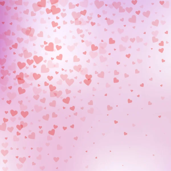 Rote Herzen Lieben Konfettis Valentinstag Gradient Schönen Hintergrund Fallende Transparente — Stockvektor