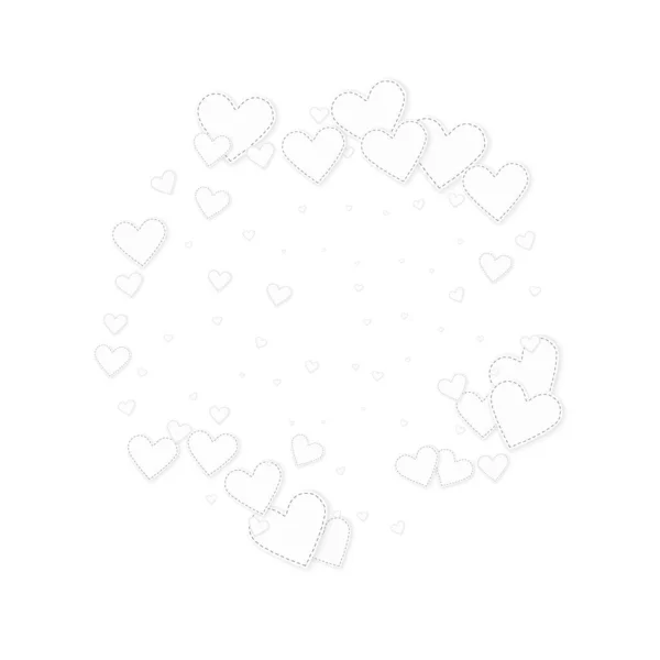 Weiße Herzen Lieben Konfettis Valentinstag Rahmen Exotischen Hintergrund Fallen Bestickte — Stockvektor
