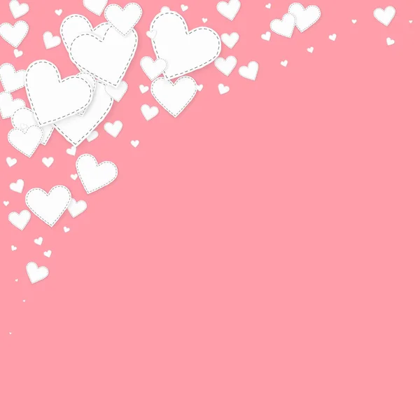 Białe Serce Kocha Confettis Walentynki Urzekające Tło Spadające Papierowe Serduszka — Wektor stockowy