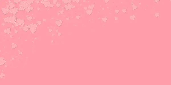 Roze Hart Liefde Confettis Valentijnsdag Vallende Regen Uitstekende Achtergrond Gevallen — Stockvector