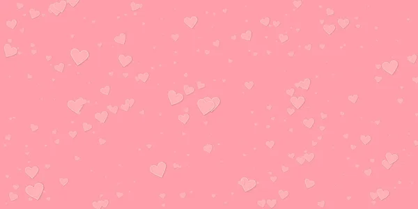 ピンクのハートの愛の告白 バレンタインデーの雨が驚くほどの背景に落ちる ピンクの背景に縫い付けられた紙のハートのコンフェッティが落ちる 感情的なベクターイラスト — ストックベクタ