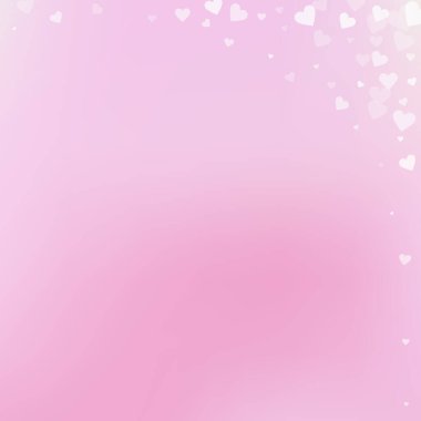 Beyaz kalp konfetileri sever. Sevgililer Günü 'nün ilginç bir geçmişi var. Pembe arka planda şeffaf kalp konfetileri. Hoş vektör illüstrasyonu.