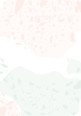 Terrazzo modern soyut şablon. Klasik İtalyan döşemesinin pembe ve yeşil dokusu. Venedik terrazzo trend vektör arka planı Taşlardan, granitten, kuvarstan, mermerden, betondan yapılmış. 