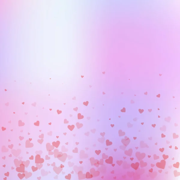 Rode Hart Liefde Confettis Valentijnsdag Gradiënt Fantasierijke Achtergrond Vallende Transparante — Stockvector