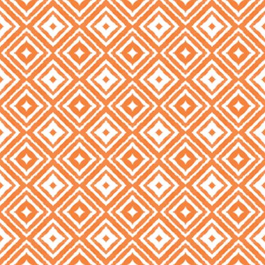 Mozaik kusursuz desen. Turuncu simetrik kaleydoskop arka planı. Retro mozaik kusursuz tasarım. Tekstil hazır duygusal baskı, mayo kumaş, duvar kağıdı, ambalaj..