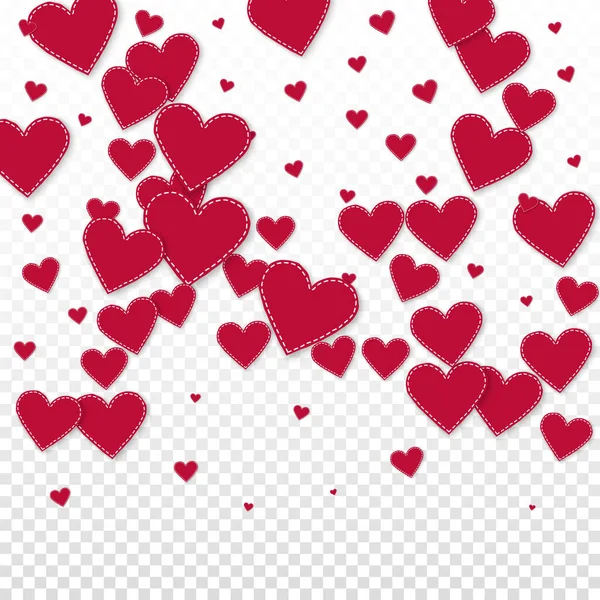 Červené Srdce Miluje Konfety Valentýn Gradient Krásné Pozadí Padající Šité — Stockový vektor