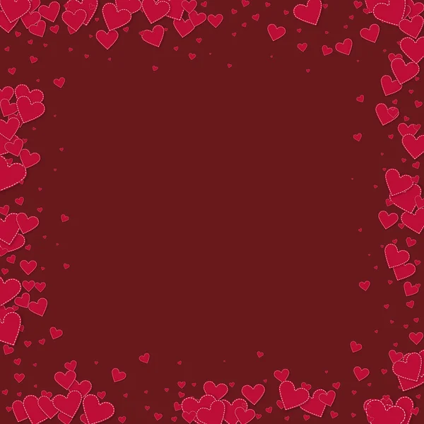 Corazón Rojo Ama Los Confettis Marco Del Día San Valentín — Vector de stock