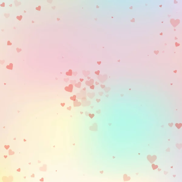 Rode Hart Liefde Confettis Valentijnsdag Explosie Mooie Achtergrond Vallende Transparante — Stockvector