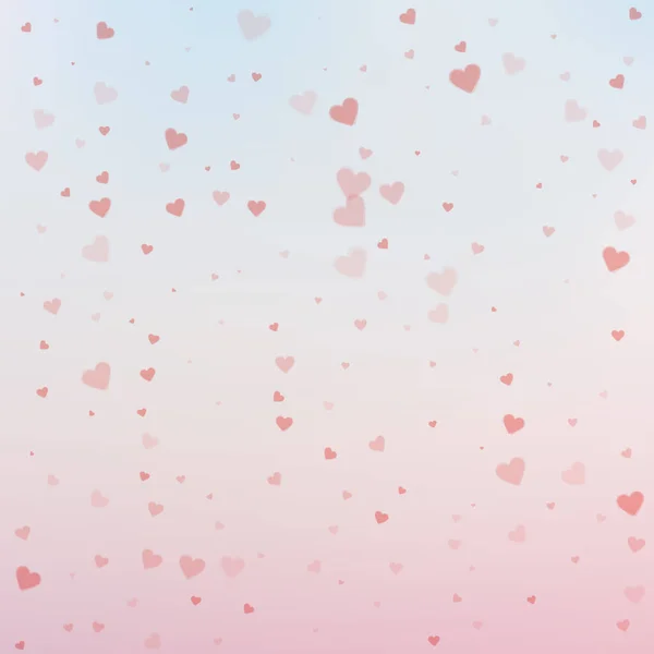 Cœur Rouge Adore Les Confettis Saint Valentin Chute Pluie Fond — Image vectorielle