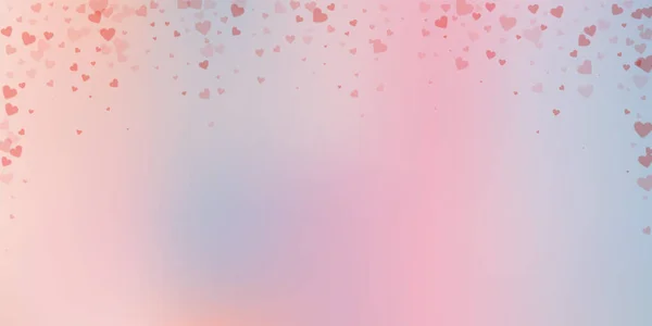 Rode Hart Liefde Confettis Valentijnsdag Vallende Regen Fantasierijke Achtergrond Vallende — Stockvector