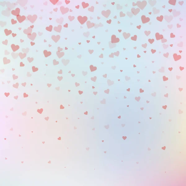 Rode Hart Liefde Confettis Valentijnsdag Gradiënt Bewonderenswaardige Achtergrond Vallende Transparante — Stockvector
