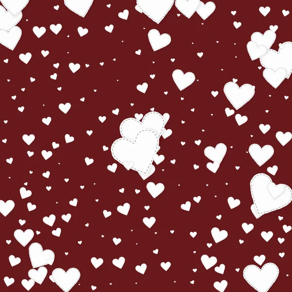 Bílé Srdce Miluje Konfety Valentýnský Výbuch Nádherné Pozadí Padající Sešité — Stockový vektor