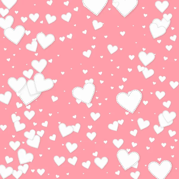 Cuore Bianco Ama Confetti San Valentino Caduta Pioggia Sfondo Fantastico — Vettoriale Stock