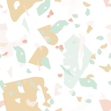 Terrazzo kusursuz desen. İç dekorasyon için minimalist döşeme taşı. Terrazzo pürüzsüz desenli, serin renklerde. Doğal taşlardan, granitten, kuvarstan, mermerden, betondan yapılmış arkaplan. 