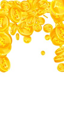 İsviçre frangı para yağıyor. Aşırı dağınık CHF paraları. İsviçre parası. Çekici ikramiye, servet ya da başarı konsepti. Vektör illüstrasyonu.