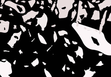 Terrazzo modern soyut şablon. Klasik İtalyan döşemesinin siyah ve pembe dokusu. Taşlardan, granitten, kuvarstan, mermerden, betondan yapılmış arka plan. Venedik terrazzo trend vektör arkaplanı